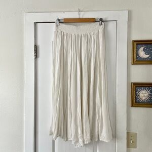 Flowy Cream Pants with Smocked Waistband One Size S-XXL Coastal Beach Boho